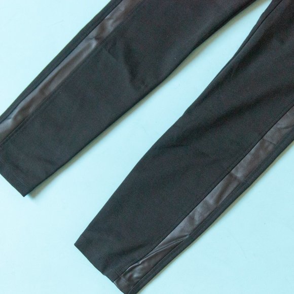 NEW BCBGeneration Black Faux Leather Trim Pull On High Rise Pants Size US 10 - Picture 2 of 10